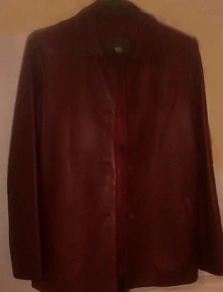 Beautiful Burgundy Women s Leather Jacket Super Quality ONLY 10