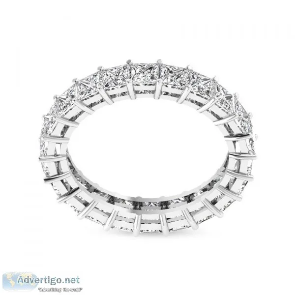 Princess Cut Diamond Eternity Ring Set with White Gold