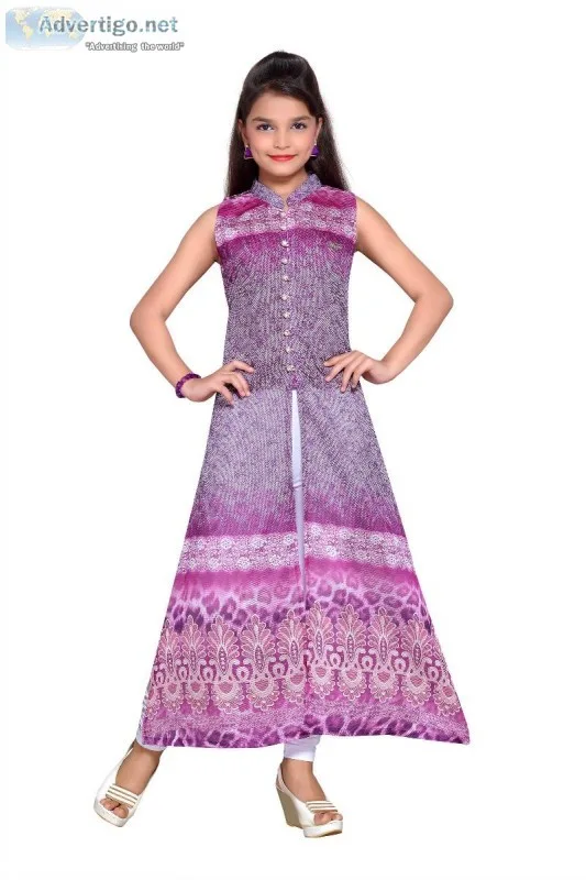 Girls Shimmer Tissue Kurti Legging Set
