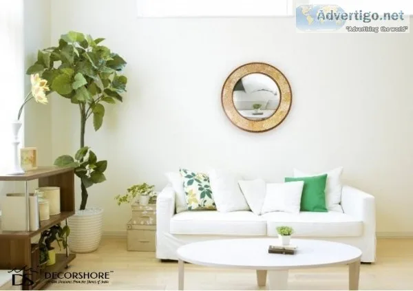 24&quot Gold Round Wall Mirror Crackled Glass Mosaic