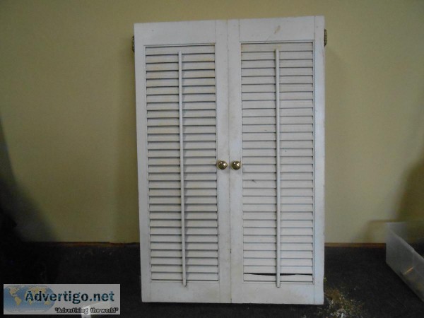 Wire Metal Shelves and Wooden Cabinet