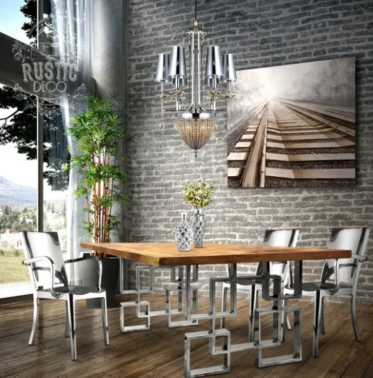 Modern Stainless Steel Metal Dining Chair - Armchair - Set of 2
