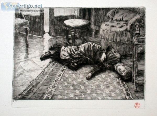 Renee Mauperin Feinting Original Etching by James Tissot