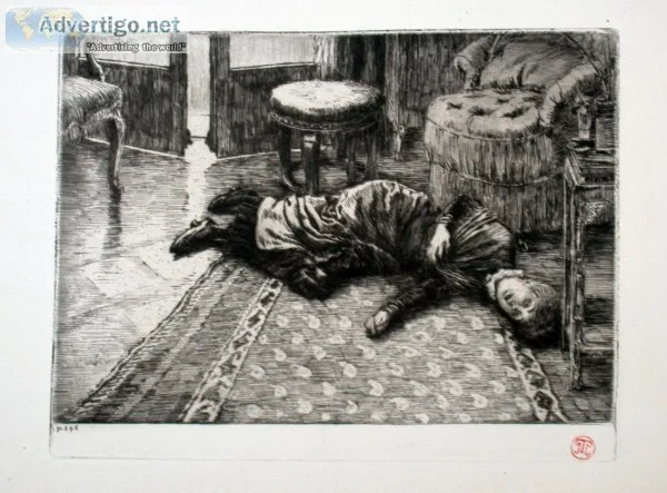 Renee Mauperin Feinting Original Etching by James Tissot