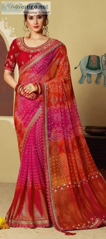 Traditional Rajasthani Bandhej Sarees Online