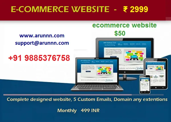 Get fully functional ecommerce website  2999 www.arunnn.com 91 9