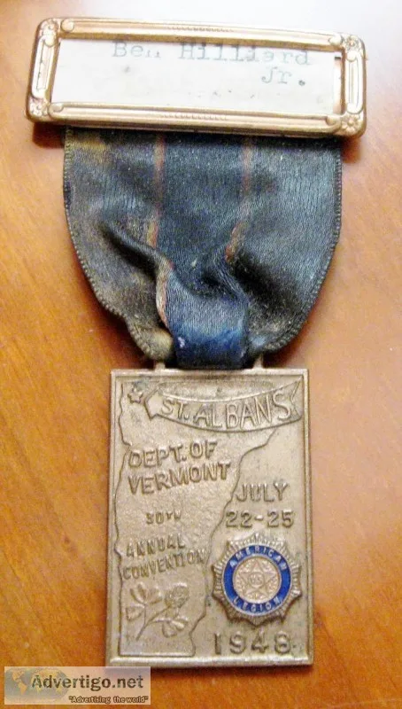 Vintage 1948 American Legion 30th Annual Convention Dept of Verm