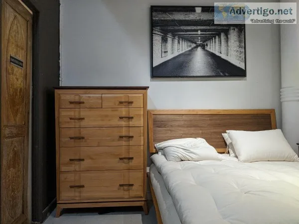 Chelsea Platform Bed Frame  Solid Wood  Natural and walnut Finis