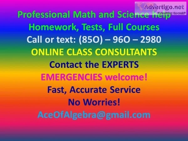 Online Tutoring HW Tests MATH SCIENCE STATs
