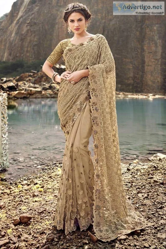 Shop Designer Golden Sarees Online
