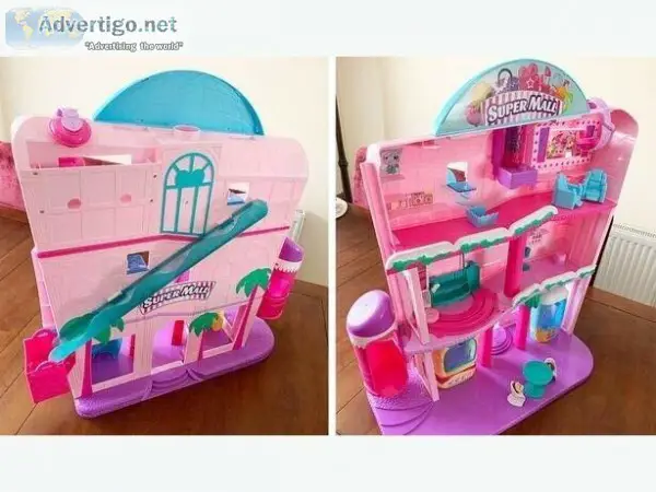 Shopkins Shoppies Shopville Super Mall Playset Great condition &
