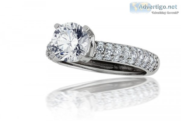 Three Row Diamond Engagement Ring Setting in 14k White Gold (0.6
