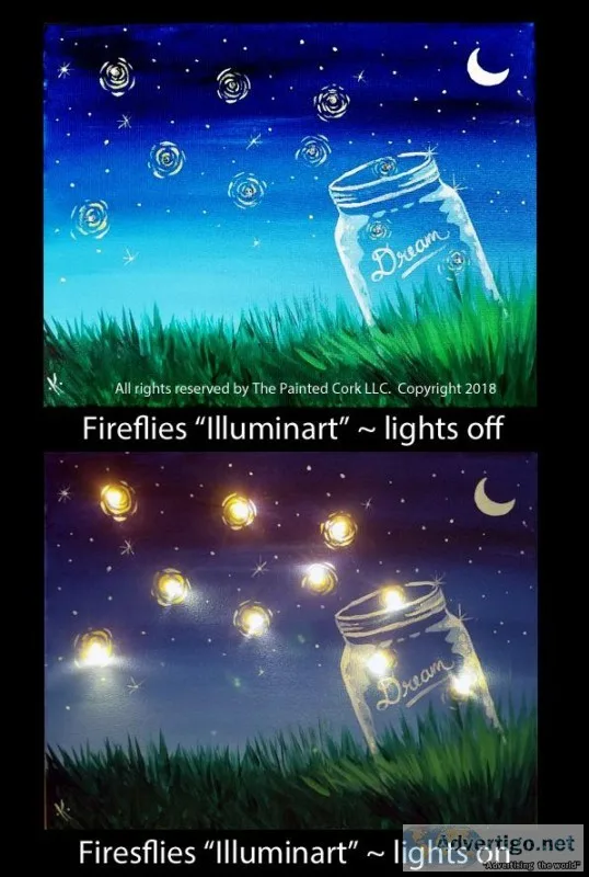 Folsom Family Room 418 Fire Flies at Dusk  ILLUMIN-ART Comes wit