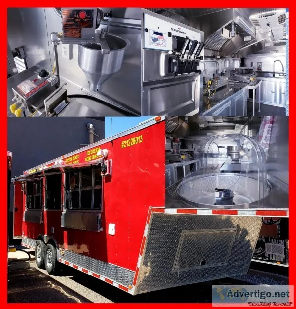 FSBO Fire Engine Red Food and Concession Trailer Cotton Candy Ic