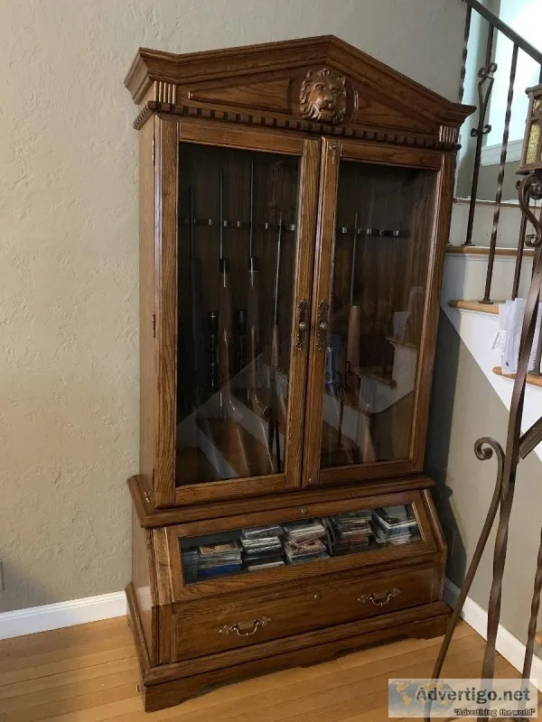 Solid oak gun cabinet