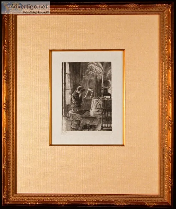 Renee Mauperin at the Piano Crying Original Etching by James Tis