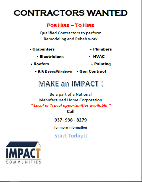 LOOKING FOR CONTRACTORS IN THE DAYTON AREA