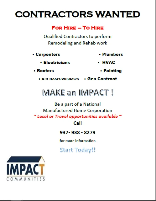 LOOKING FOR CONTRACTORS IN THE DAYTON AREA