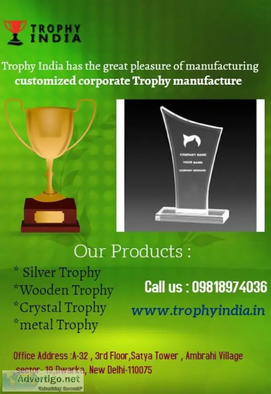Acrylic Trophy Manufacturer  Awards Suppliers in India -TrophyIn