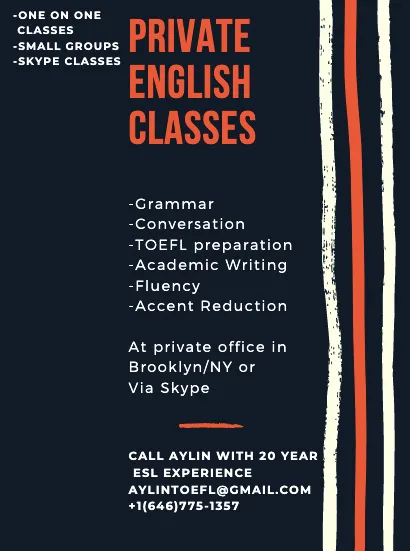 Private English Classes -www.aylintoefl.com
