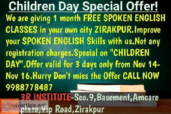 FREE SPOKEN ENGLISH CLASSES FOR ONE MONTH IN ZIRAKPUR