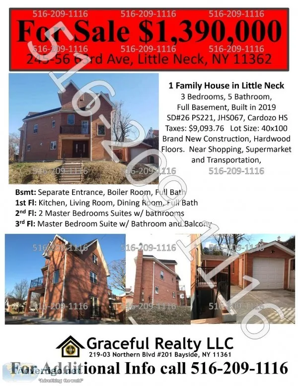 Brand New Construction 1 Family Colonial in Little Neck