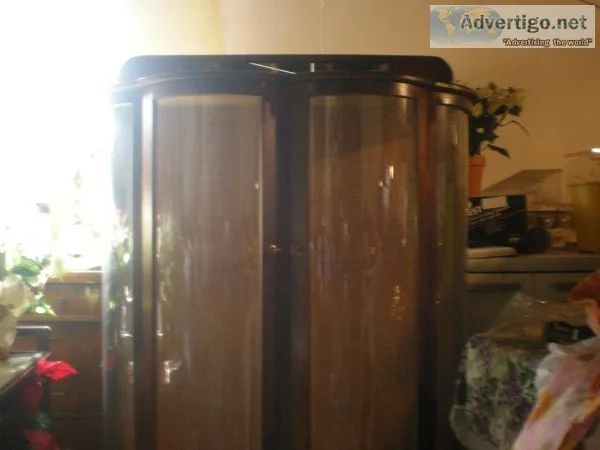 Antique Curved Glass Curio Cabinet