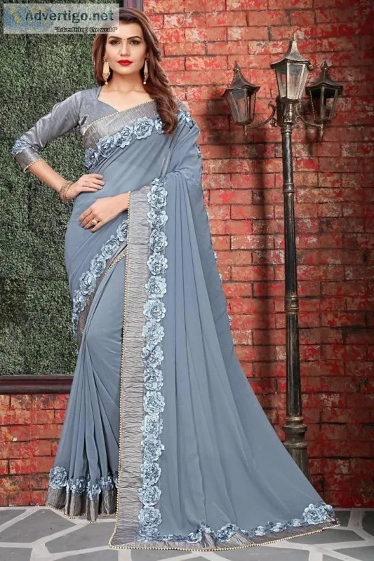 Shop trending Embroidery Sarees for stylish look this Wedding se