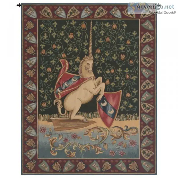 UNICORN MEDIEVAL ITALIAN TAPESTRY WALL HANGING