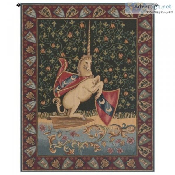 UNICORN MEDIEVAL ITALIAN TAPESTRY WALL HANGING