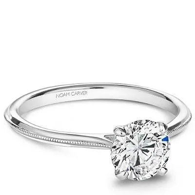 Noam Carver White Gold Engagement Ring With Round Centerpiece