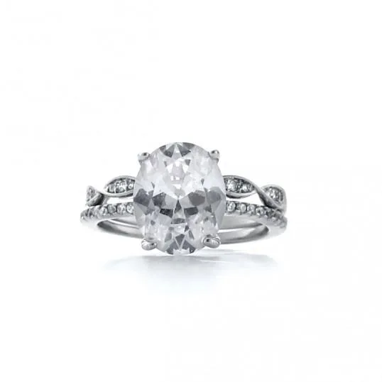 Sterling Silver Oval Cut Wedding Set For Sale  Inspired Silver
