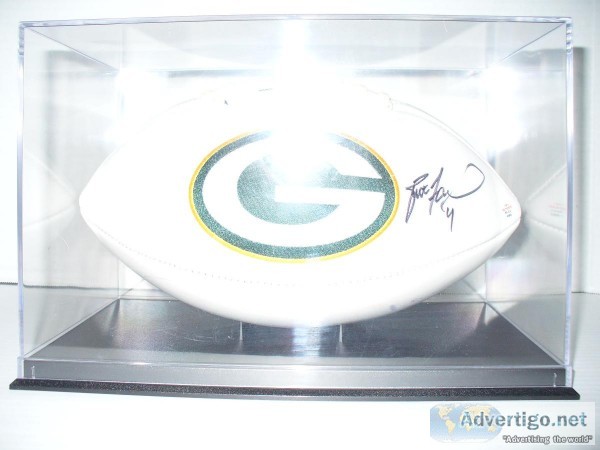 BRETT FAVRE SIGNED FOOTBALL IN DISPLAY CASE