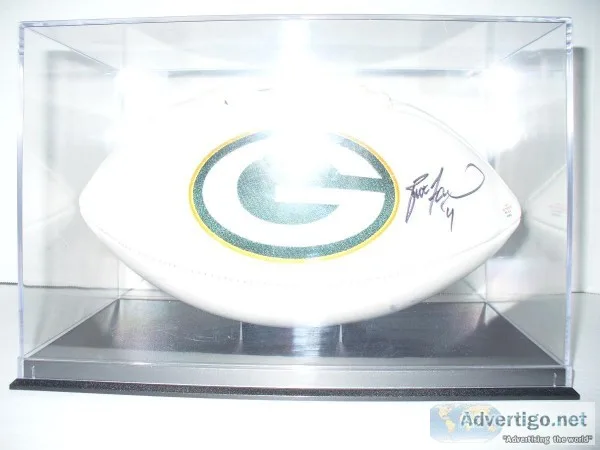 BRETT FAVRE SIGNED FOOTBALL IN DISPLAY CASE