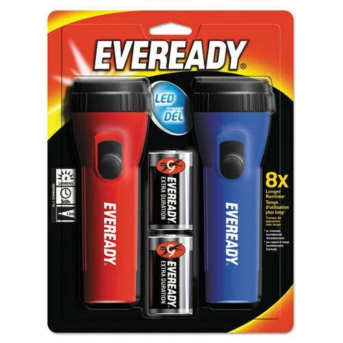 Eveready LED Economy Flashlight RedBlue 2Pack