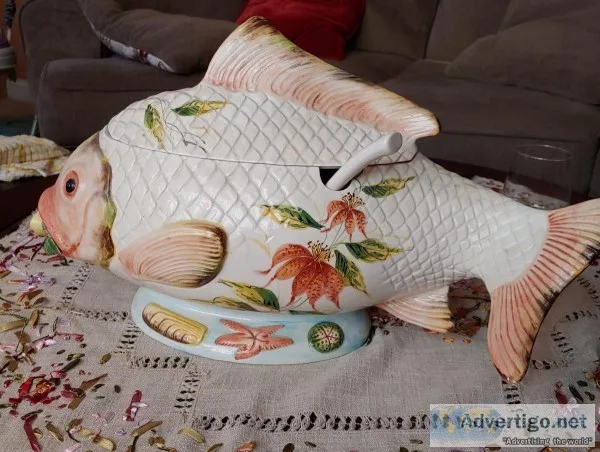 22&quot Soup Tureen Koi by Zanolli