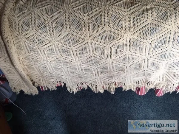 Vintage Hand crocheted coverlet