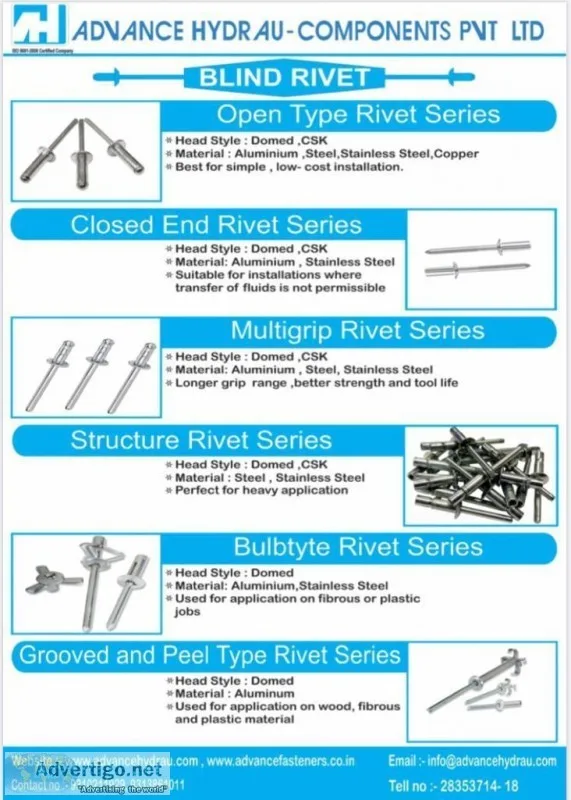 Uses of Pop Rivets or Blind Rivets