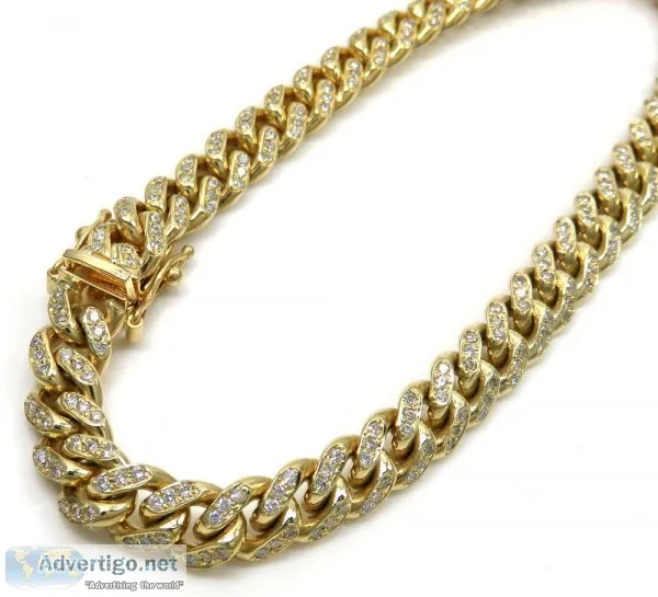 10k Solid Yellow Gold Diamond Miami Bracelet 8.5 Inch 7mm 2.02ct