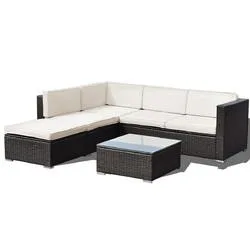 4 pcs Patio Rattan Cushioned Furniture Set