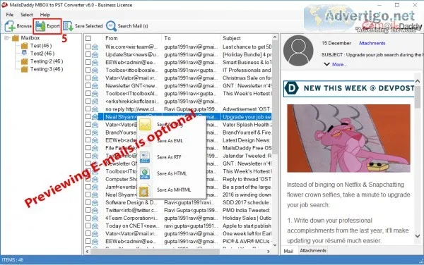 Mailsdaddy mbox to pst converter tool