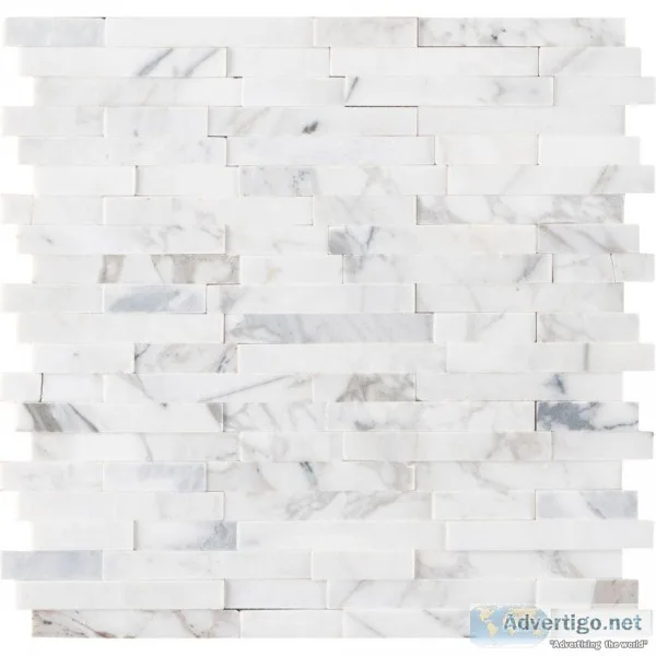 White Quarry Interlocking 3D Peel and Stick Wall Tile