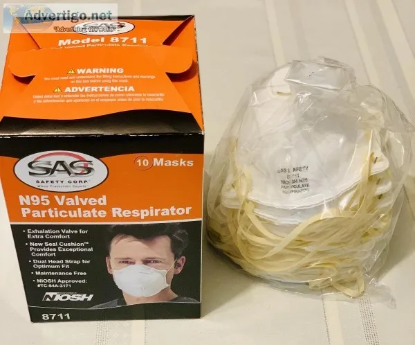 New in Box of 10 SAS SAFETY N95 VALVED PARTICULATE RESPIRATOR