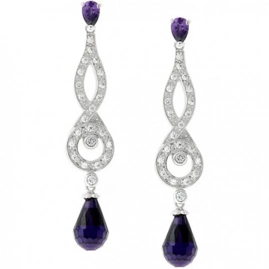 Amethyst Pear Cut Dangle Earrings For Sale  Inspired Silver