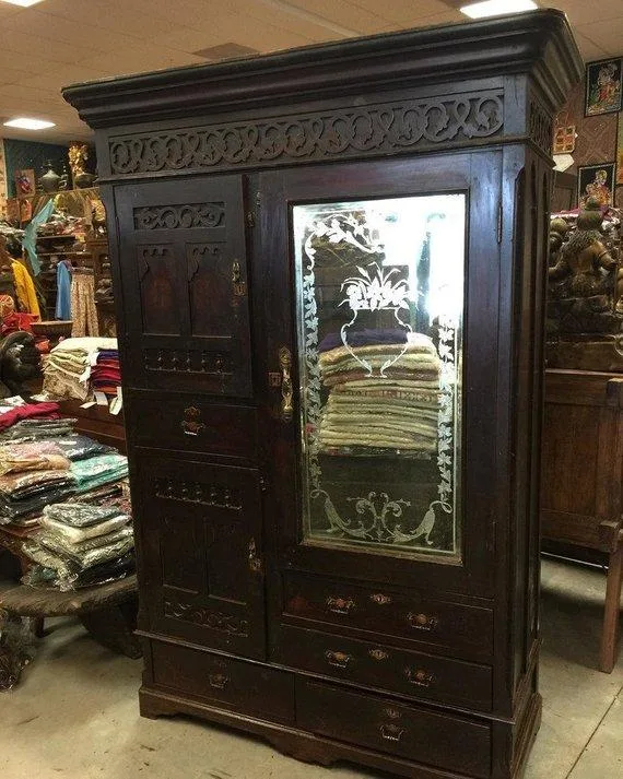 Original Rosewood Mid Century Mirrored Vintage Cabinet