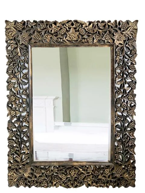 Antique Carved Floral Arch Mirror Motif Wall Art Handcarved Mirr