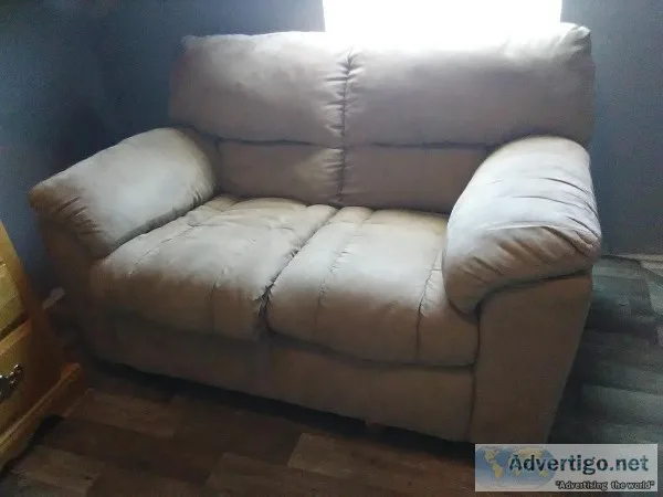LIGHT BROWN FABRIC LOVESEAT