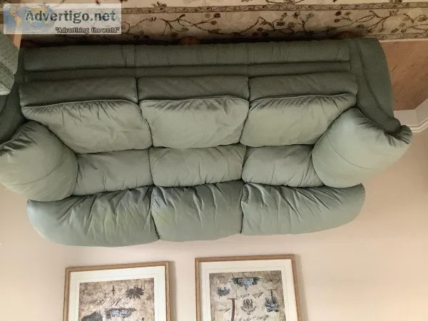 Leather sofa chair and ottoman