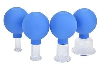 Buy 4PcsSet Blue Vacuum Cupping Cups PVC Head Glass Suction Body
