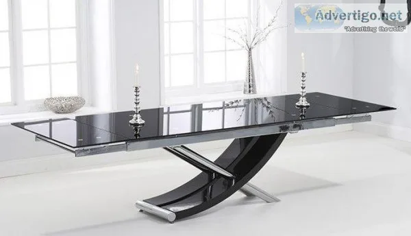 Maximillian Black Glass Extending Table